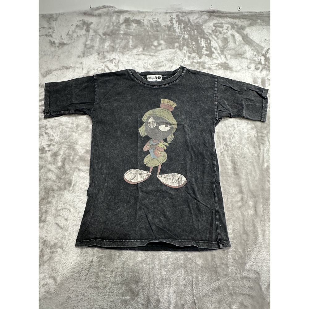 Marvin The Martian‎ T-Shirt Boys Size 9/10 Charcoal Gray Cotton On Space Jam EUC